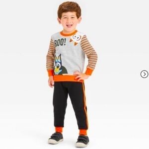 MOOSE Toddler Boys Bluey Bingo Halloween Fleece Sweatshirt and Bottom Set Grey 4